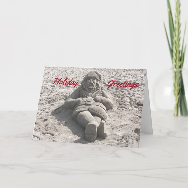 Tarjeta de vacaciones de Navidades de Sand Santa C (Anverso)
