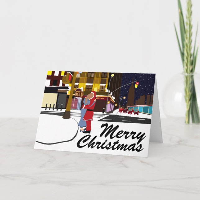 Tarjeta de vacaciones de Navidades de Santa Claus  (Anverso)