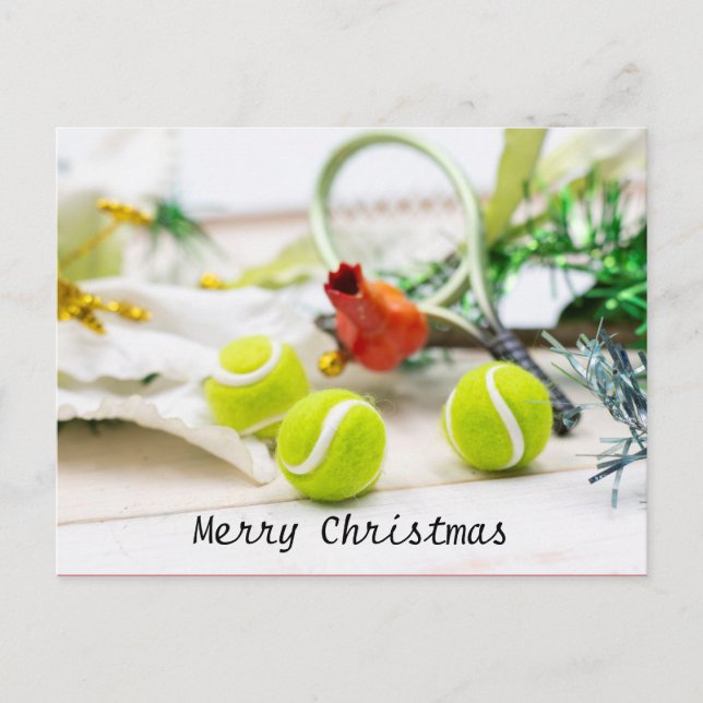 Tarjeta de vacaciones de Navidades de tenis con bo (Anverso)
