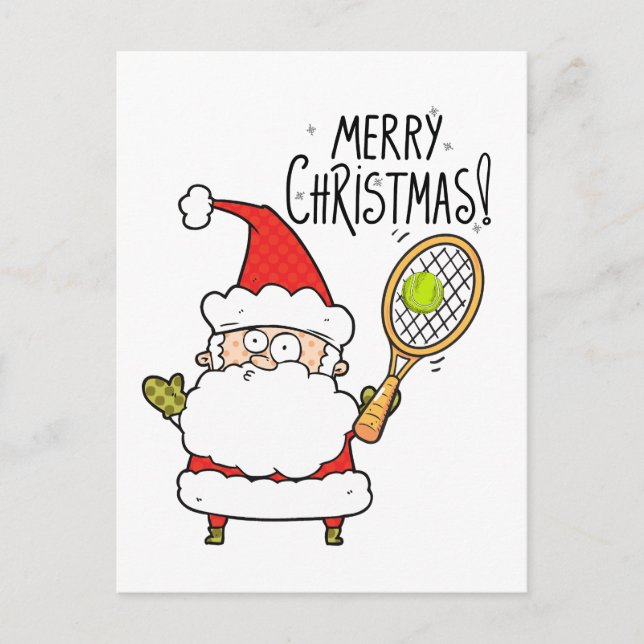 Tarjeta de vacaciones de Navidades de tenis con bo (Anverso)