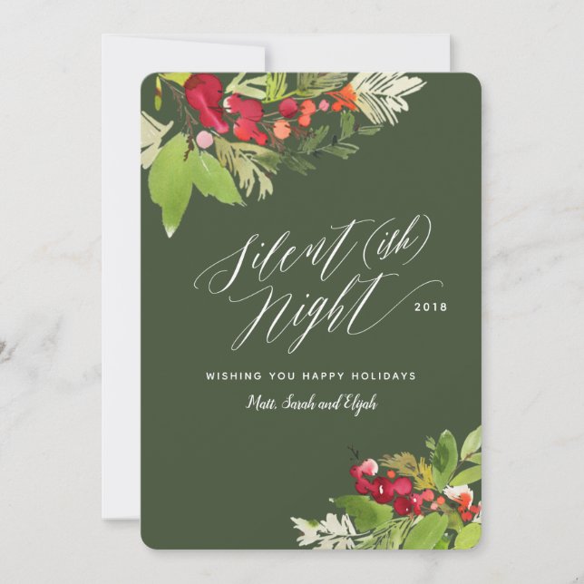 Tarjeta de vacaciones de Navidades nocturnos silen (Anverso)