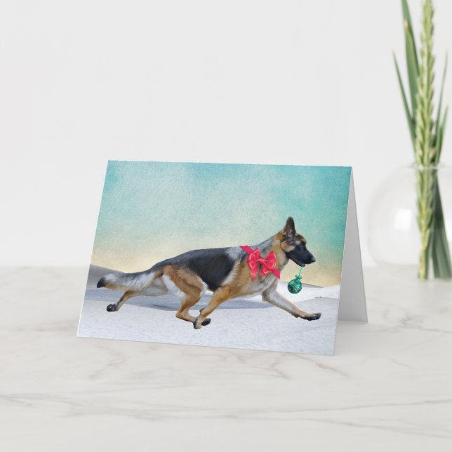 Tarjeta de vacaciones de Navidades Pastores Aleman (Anverso)