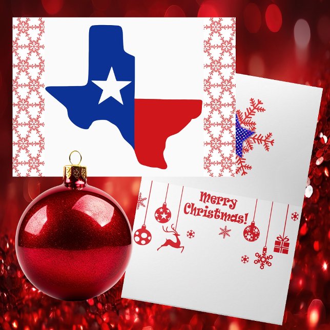 Tarjeta de vacaciones de Navidades Patrióticos de  (BIG BOLD - Texas Style Patriotic - Red White & Blue - Lone Star State - Christmas Card)