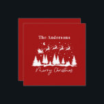 tarjeta de vacaciones de navidades santa y reno sl<br><div class="desc">Navidades diseño tradicional santa y trineo de renos,  espacio para mensajes en reverso</div>