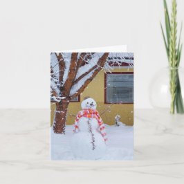 Tarjeta de vacaciones de Navidades Snowman con ver