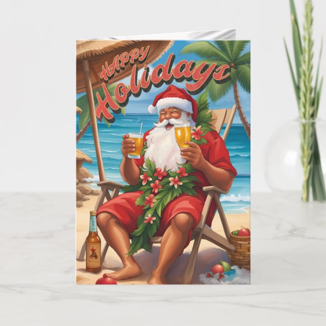 Tarjeta de vacaciones de navidades Vacation Santa  (Anverso)