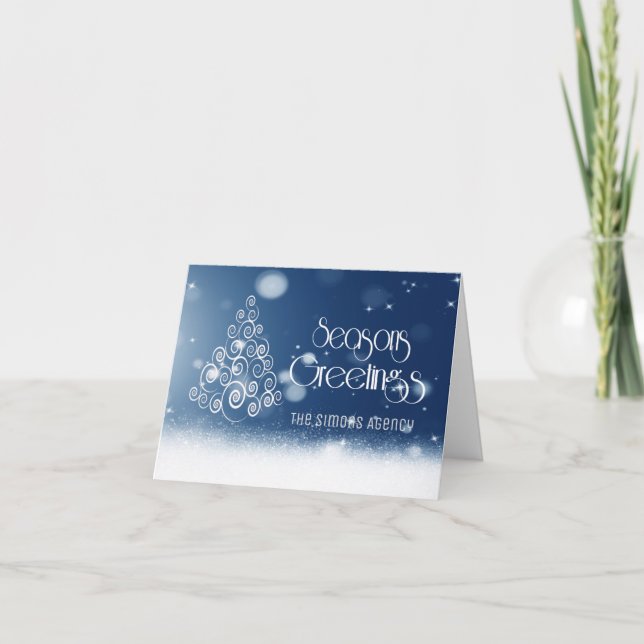 Tarjeta de vacaciones de negocios de nieve de árbo (Anverso)