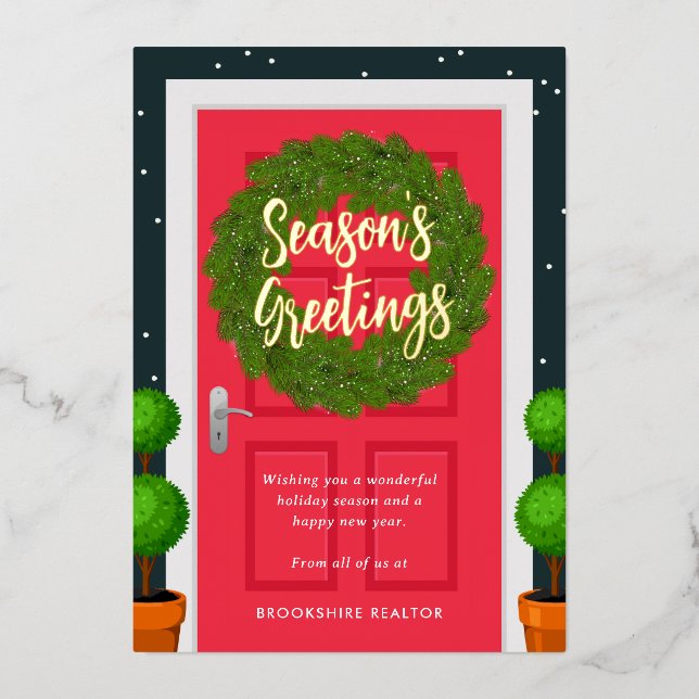 Tarjeta de vacaciones de negocios de RELIEVE METAL (Anverso)