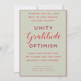 Tarjeta de vacaciones de negocios de unidad, grati