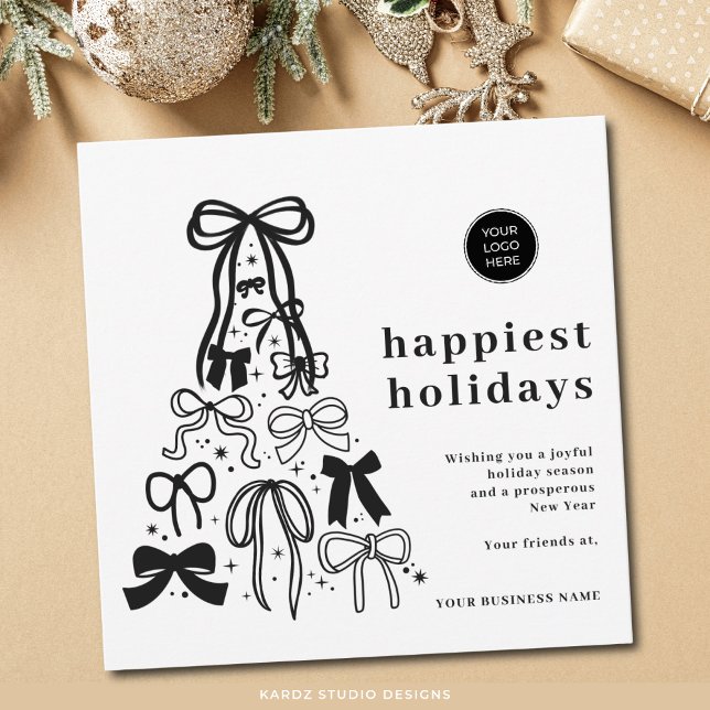 Tarjeta de vacaciones de negocios moderna en blanc (Card shown in 5.25 x 5.25, add your logo and message, choose paper and corner style.)