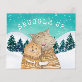 Tarjeta de vacaciones de nieve abusando de gatos d