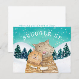 Tarjeta de vacaciones de nieve abusando de gatos d