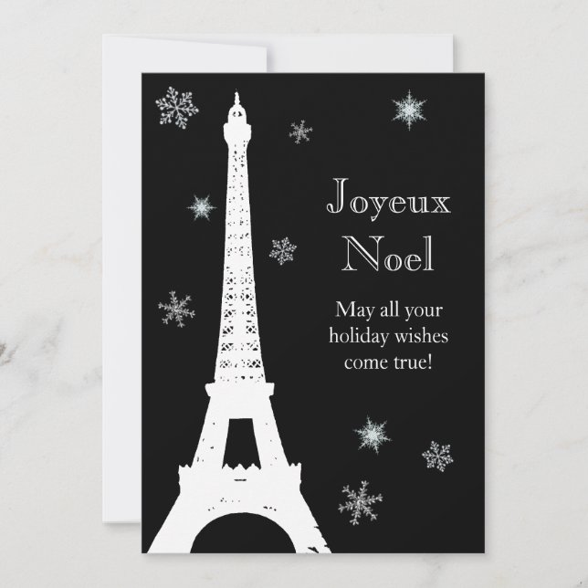 Tarjeta de vacaciones de nieve en París (Anverso)