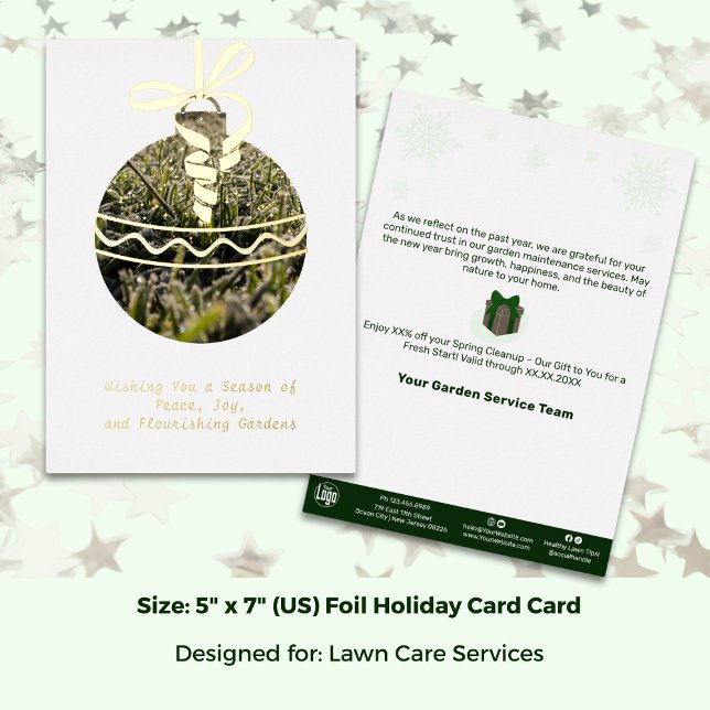 Tarjeta de vacaciones de ornamento de árbol de Nav (Grass Christmas Tree Ornament Foil Holiday Card; Size: 5 x 7 Inch)