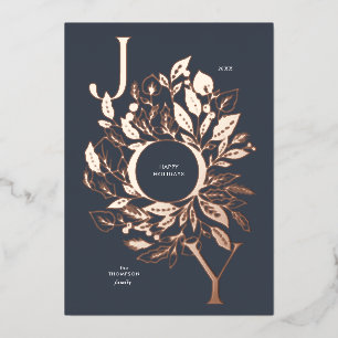 Tarjeta de vacaciones de oro Rosa "Shimmery Botani