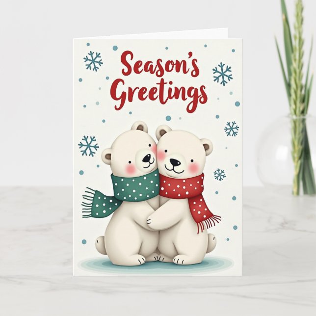 Tarjeta de vacaciones de oso polar lindo (Anverso)