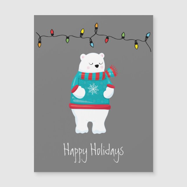 Tarjeta de vacaciones de oso polar para Navidades  (Anverso)