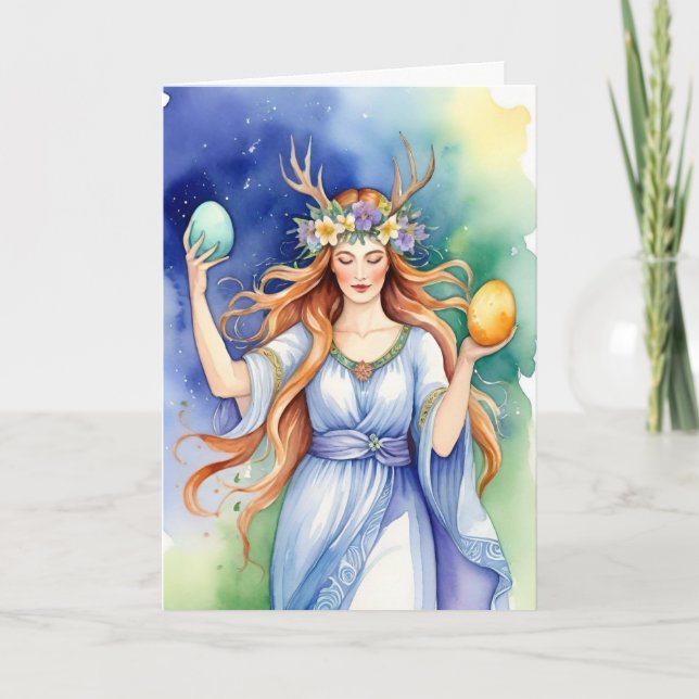Tarjeta de vacaciones de Ostara Diosa Equinoccio d (Anverso)