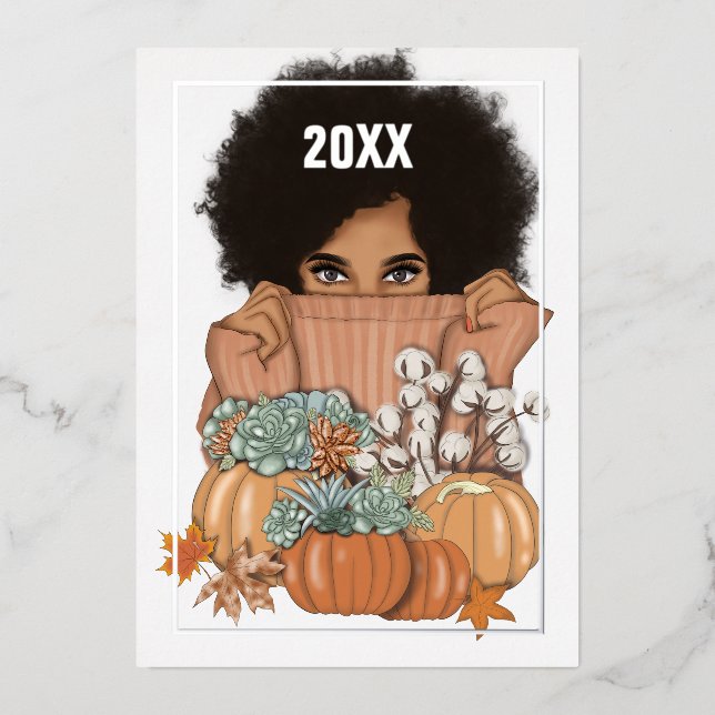 Tarjeta de vacaciones de otoño - Hoja de estaño de (Anverso)