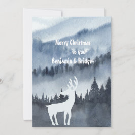 tarjeta de vacaciones de paisaje escandinavo azul 