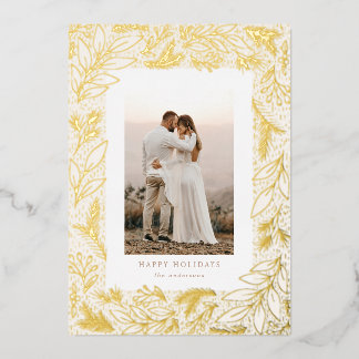 Tarjeta de vacaciones de papel de aluminio botánic