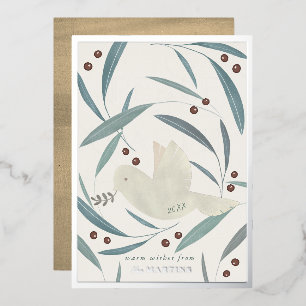 Tarjeta de vacaciones de papel de plata Dove Cream