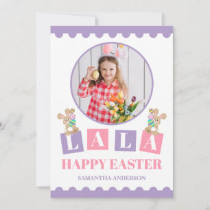 Tarjeta de vacaciones de Pascua de conejo La La Ea