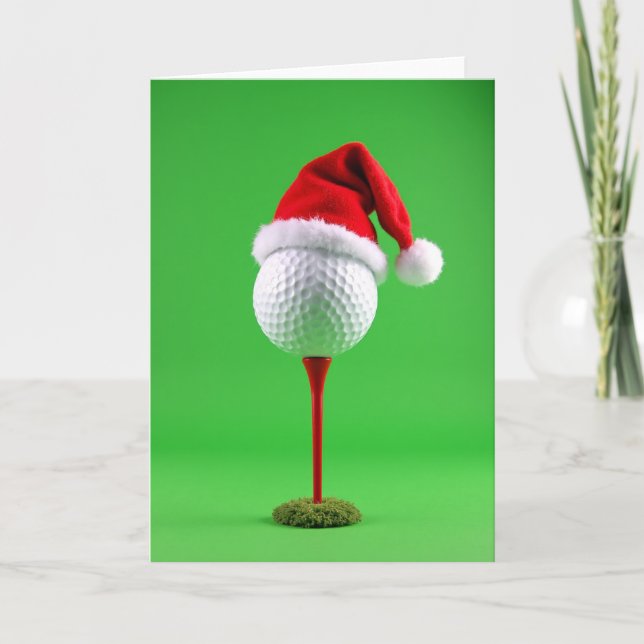 Tarjeta de vacaciones de pelota de golf de Santa (Anverso)