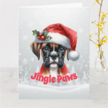 Tarjeta de vacaciones de perro Boxer Jingle Paws