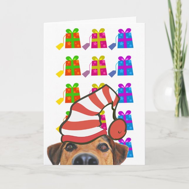 Tarjeta de vacaciones de perro lindo con sombrero  (Anverso)