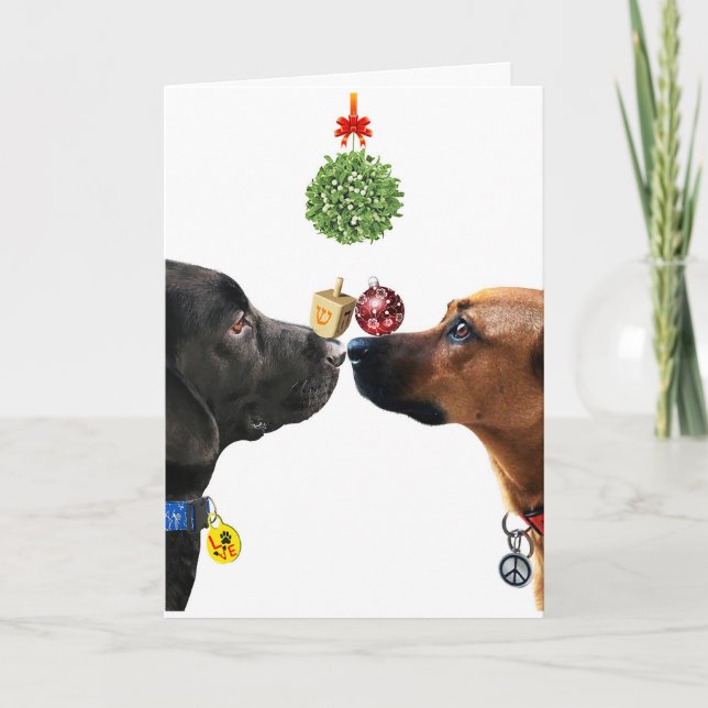 Tarjeta de vacaciones de perros afortunados (Anverso)