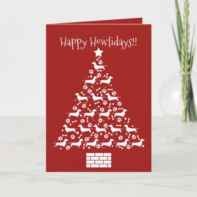 Tarjeta de vacaciones de personalizable Dachshund (Anverso)