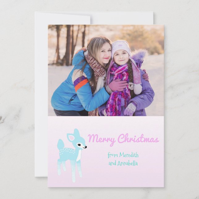 Tarjeta de vacaciones de Personalizado de venado v (Anverso)