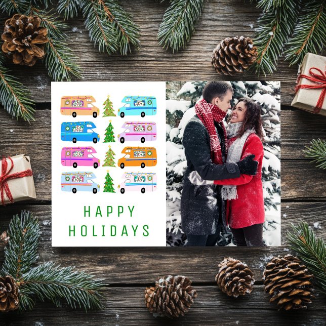 Tarjeta de vacaciones de PERSONALIZADO RV de Navid (Cute Christmas Camper RV CUSTOM PHOTO Holiday Card
)