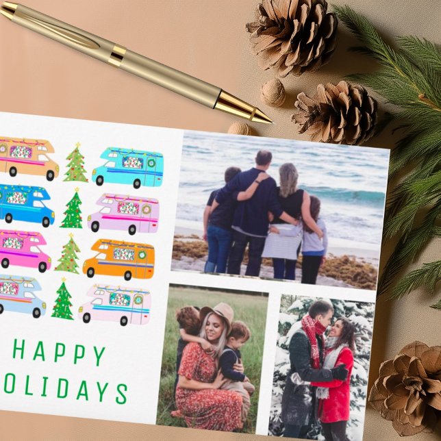 Tarjeta de vacaciones de PERSONALIZADO RV de Navid (Custom photo holiday card with cute RV theme)