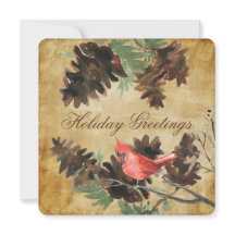 Tarjeta de vacaciones de piñas de Cardinal Pine co