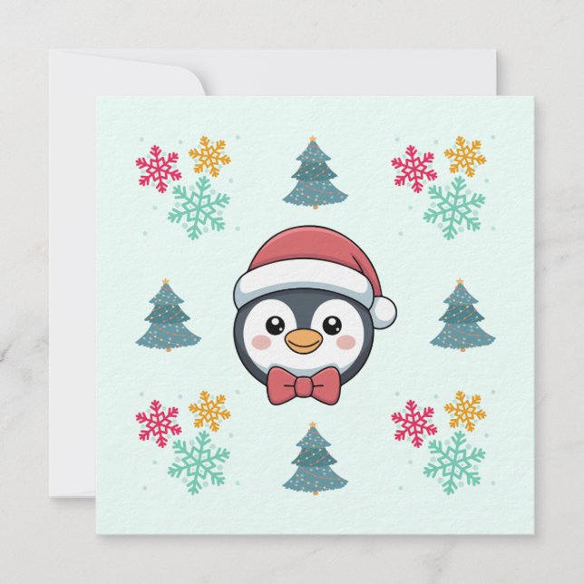 Tarjeta de vacaciones de pingüino lindo – Ánimo in (Anverso)
