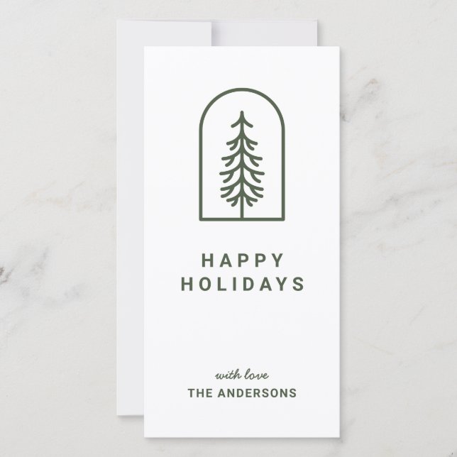 Tarjeta de vacaciones de pino fotográfico de arco  (Anverso)