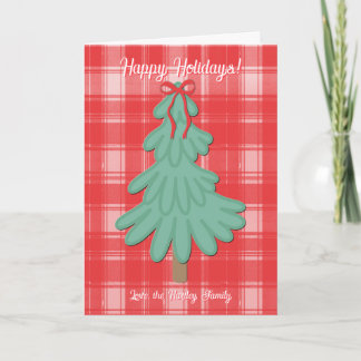 Tarjeta de vacaciones de plaid de árbol de Navidad