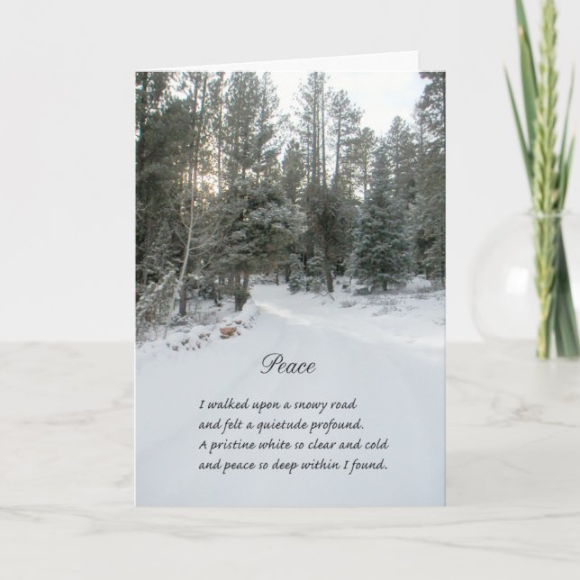 Tarjeta De Vacaciones De Poema De La Paz De Nieve  (Anverso)