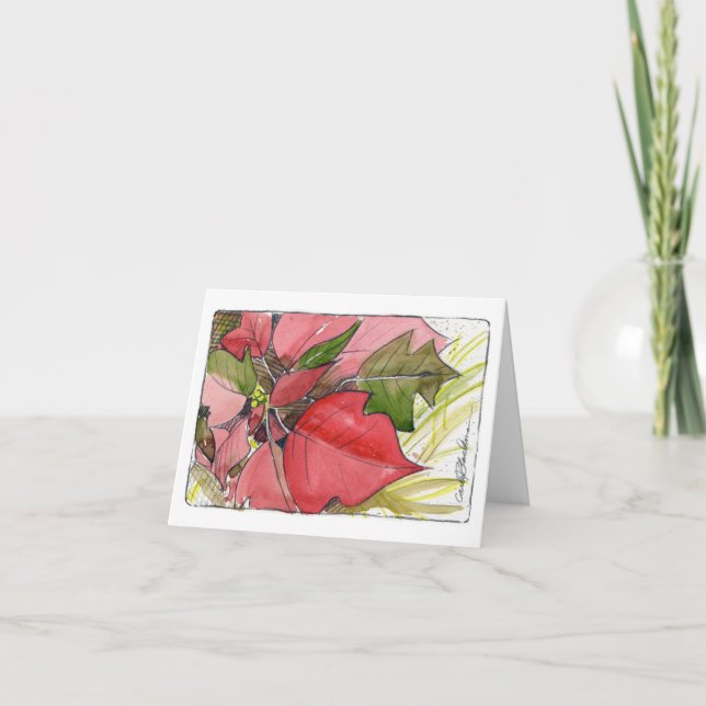 Tarjeta de vacaciones de Poinsettia (Anverso)