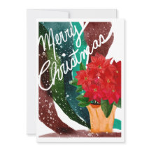 Tarjeta de vacaciones de Poinsettia en blanco