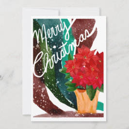 Tarjeta de vacaciones de Poinsettia en blanco