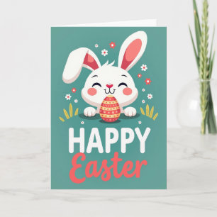 Tarjeta de vacaciones de primavera con huevo rayad