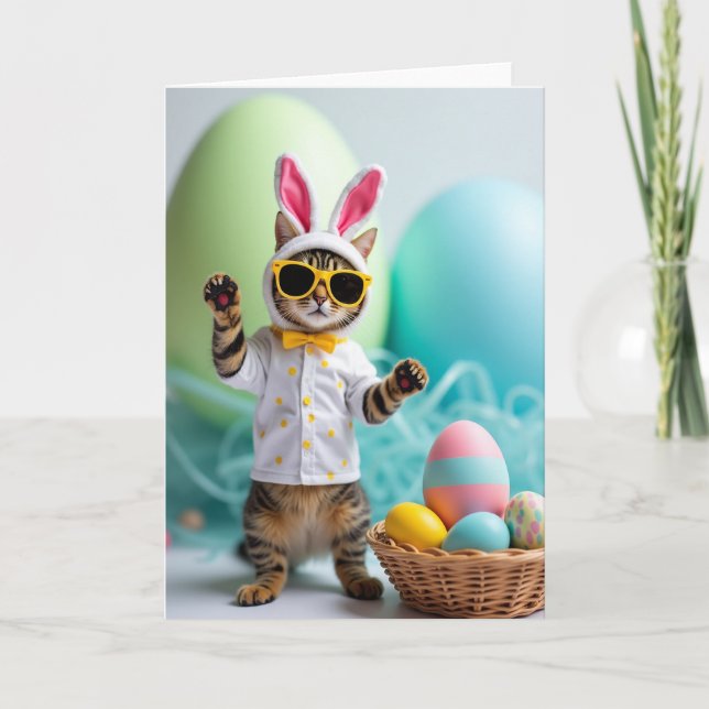 Tarjeta de vacaciones de primavera Cool Cat (Anverso)