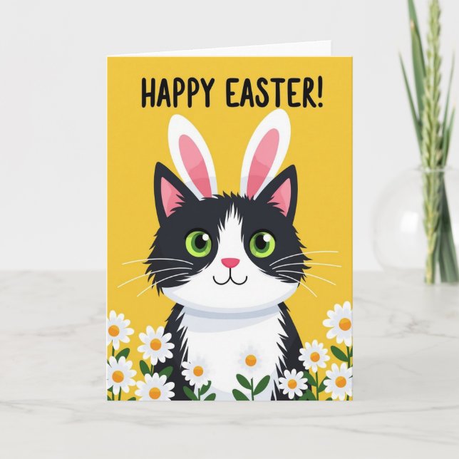 Tarjeta de vacaciones de primavera de gatito lindo (Anverso)