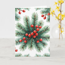 Tarjeta de vacaciones de rama de pino de Navidad y
