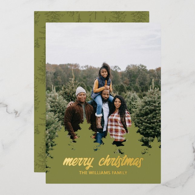 Tarjeta de vacaciones de Relieve metalizado de árb (Anverso/Reverso)