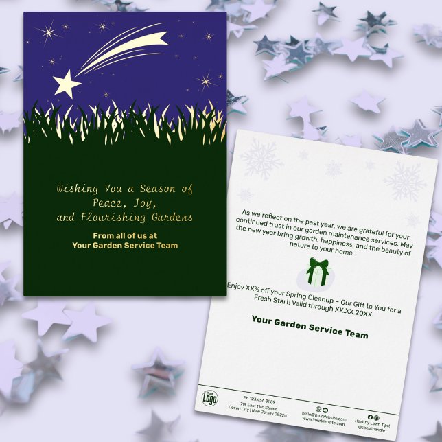 Tarjeta de vacaciones de Relieve metalizado de Sta (Shooting Star Christmas Foil Business Holiday Card)