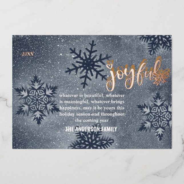 Tarjeta de vacaciones de Relieve metalizado dorado (Anverso)